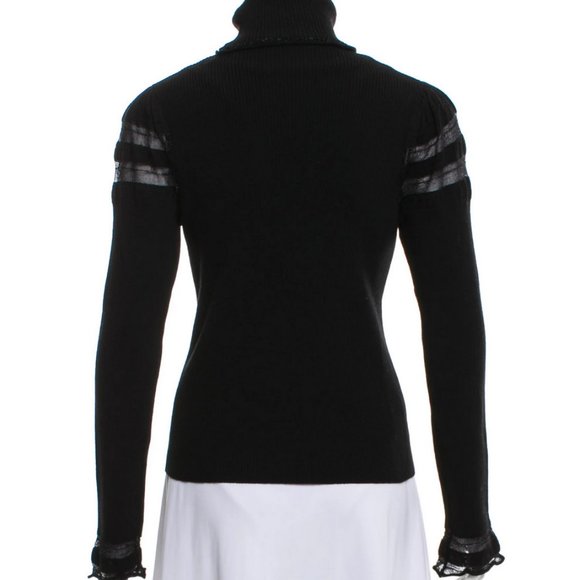 Cacharel Black Rib Knit Turtleneck Top Small - Picture 3 of 3